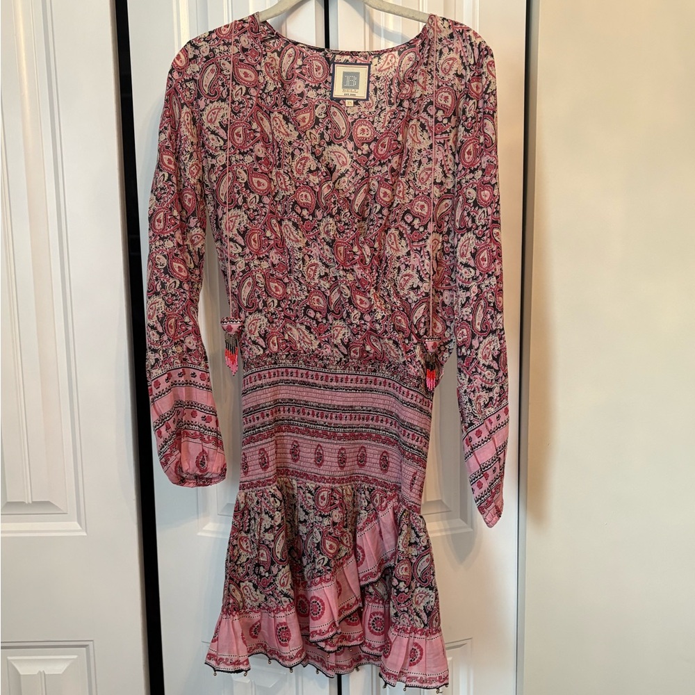 Bell Pink Ruffled Tiered Mini Sundress with Bishop Sleeves